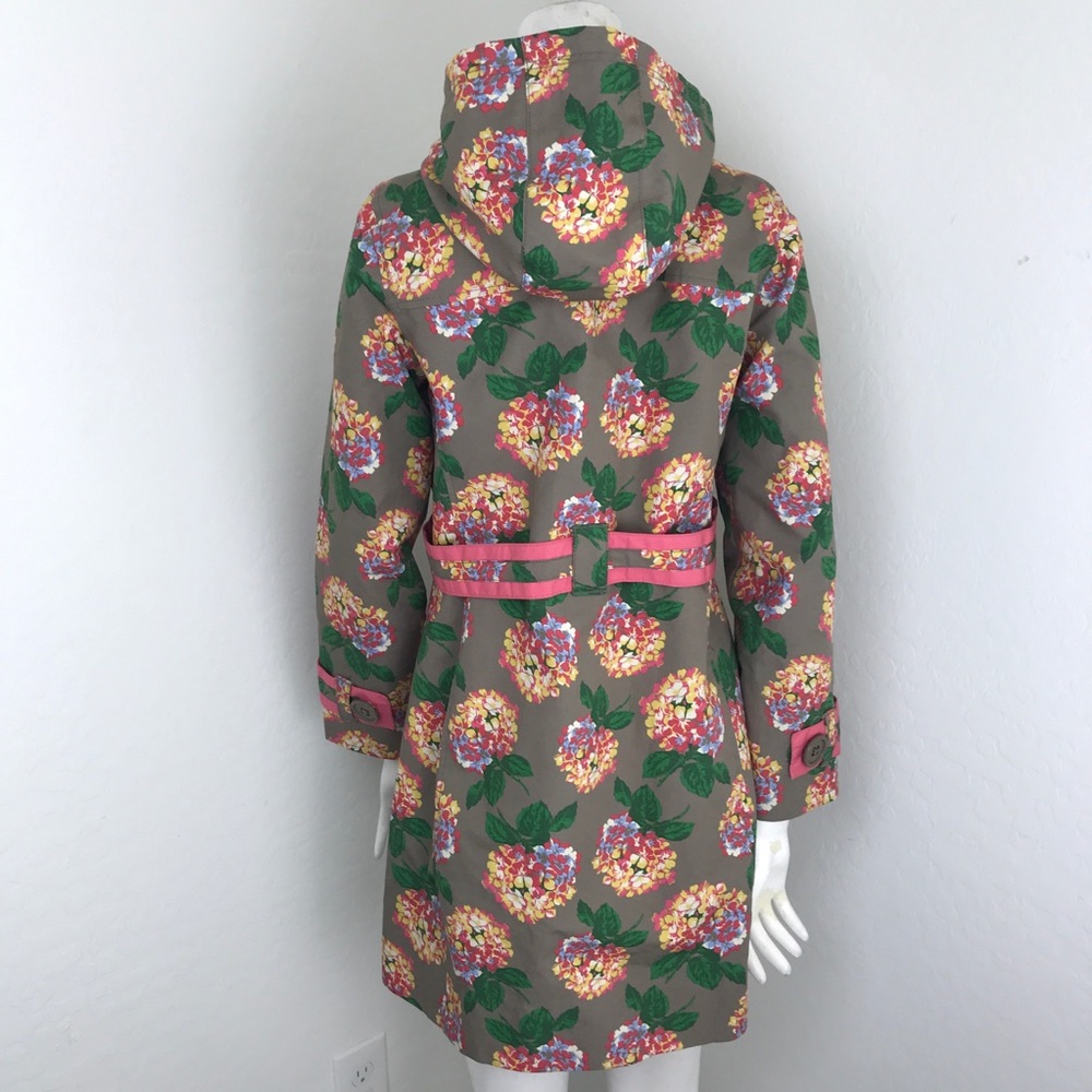 Boden Grey/Brown Pink Hydrangea Floral Print Coat - Picture 5 of 7